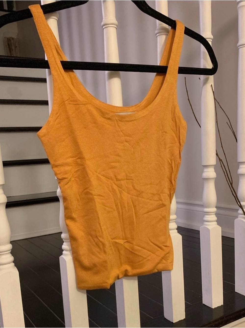 Love Tree Ribbed Scoop Crop Tank in Mustard